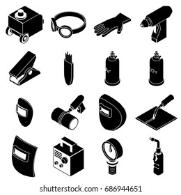 Welding tools icons set. Simple illustration of 16 welding tools icons set vector icons for web