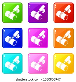 Welding torch cutting icons set 9 color collection isolated on white for any design