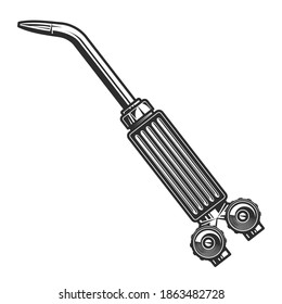 Welding torch gas repair tool in monochrome style isolated vector illustration. Welder tool construction design