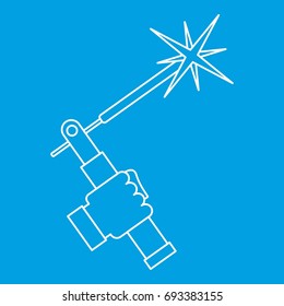 Welding torch icon blue outline style isolated vector illustration. Thin line sign