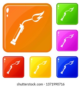 Welding torch icons set collection vector 6 color isolated on white background