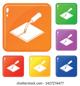 Welding torch icons set collection vector 6 color isolated on white background
