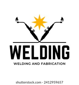 Welding torch logo design. Welder tool vector design. Welding work logotype.