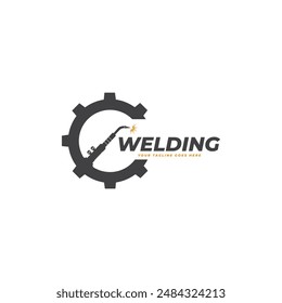 Welding torch logo design. Welder tool vector design. Welding work logotype.