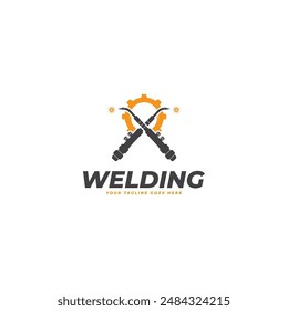 Welding torch logo design. Welder tool vector design. Welding work logotype.