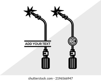 Ilustración de vectores imprimibles SVG monograma de la antorcha de soldadura
