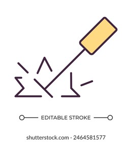 Welding torch RGB color icon. Metal fabrication tool. Construction equipment. Manual labor. Industrial work. Isolated vector illustration. Simple filled line drawing. Editable stroke