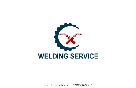 Schweisskapsel mit Funkenlogo-Design. Vektordesign des Schweißwerkzeugs
