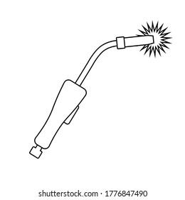 Welding torch with spark. Welder tool vector design