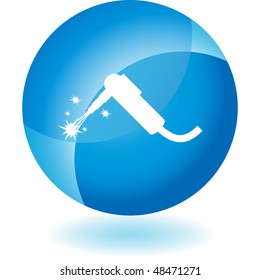 Welding torch web button isolated on a background