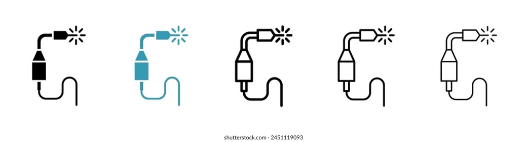 Schweißen Vektorgrafik-Symbol-Set. Schweißen Hand Taschenlampe Vektorgrafik-Symbol. Stahlmetall-Schweißen-Tool-Symbol für UI-Designs.