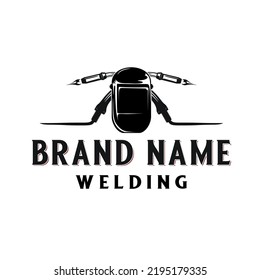 Welding Vintsge Logo Design Logo. Passing Welding Torch Concept, For Welding Business