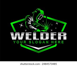 welding welder service logo emblem badge illustration vector design template company business modern design