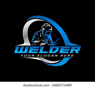 welding welder service logo emblem badge illustration vector design template company business modern design