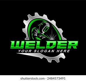 welding welder service logo emblem badge illustration vector design template company business modern design