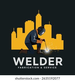 welding welder service logo emblem badge illustration vector design template company business modern design