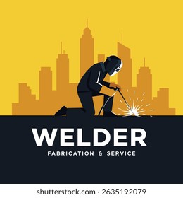 welding welder service logo emblem badge illustration vector design template company business modern design