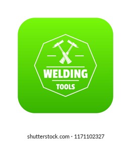 Welding work icon green vector isolated on white background