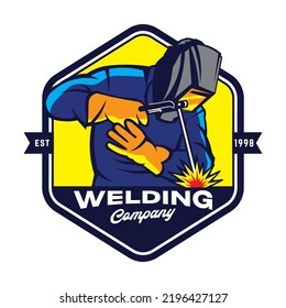 Welding worker vector illustration in vintage style, perfect for tshirt design company logo design