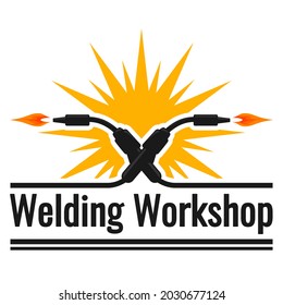 Welding workshop logo vector
with fire gas eyes as the main icon
and there is a column to fill in the name on request