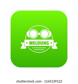 Weldung icon green vector isolated on white background