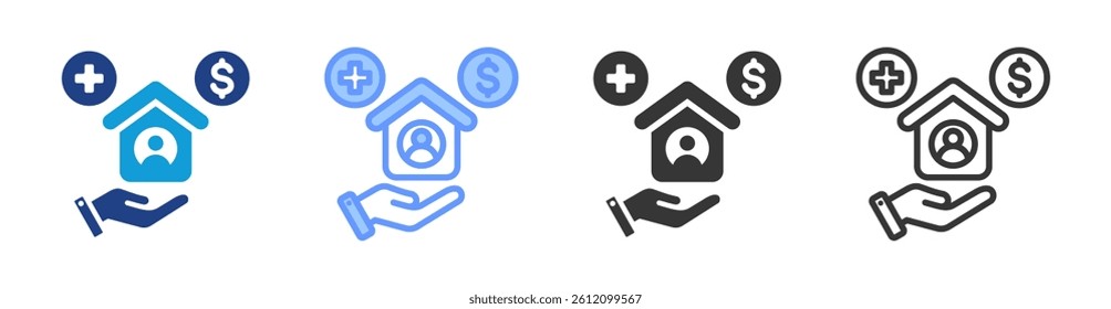 Welfare icon set multiple style collection