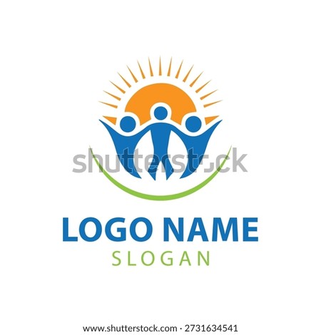 Welfare logo design, Social work logo, Organization logo design, Hand care charity logo emblem design template. rising star logos, Social foundation for human welfare vector illustration