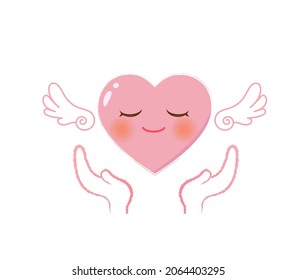 Welfare and long-term care heart character icon illustration
