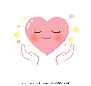 Welfare and long-term care heart character icon illustration
