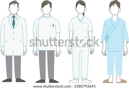 Welfare, vector illustrations of the whole body of healthcare workers, doctors, nurses, hospital patients