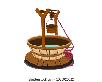 Well with Bucket tied to Rope Vector Image