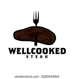 well cooked meat barbeque vector logo design