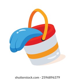 Well crafted 3d style icon showing a spilling water bucket