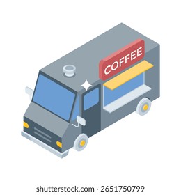 Well crafted 3d style icon of mobile coffee van