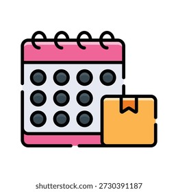 A well crafted flat outline icon showing delivery schedule calendar.