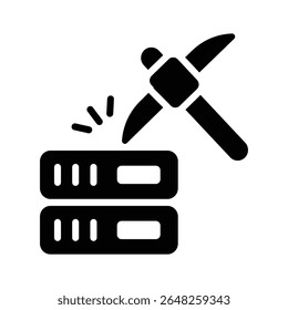Well crafted glyph icon of active server mining