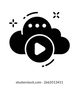 Icono de glifo bien diseñado del contenido multimedia en la nube