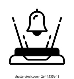 Well crafted glyph icon of hologram bell