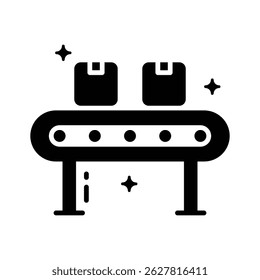 Well crafted glyph icon of moving belt conveyor