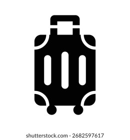 Icono de glifo bien elaborado de maleta de viaje empacada