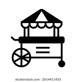 A well crafted glyph style icon of food cart
