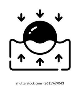 A well crafted glyph style icon of ball floating