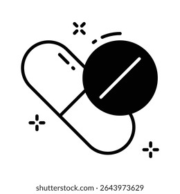 Well crafted glyph style icon representing drugs