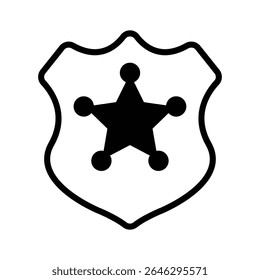 Well crafted glyph style icon showing police badge