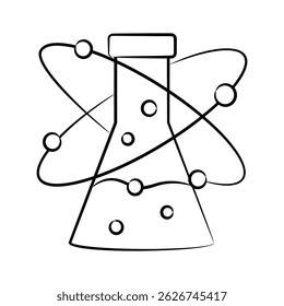 A well crafted hand drawn icon of chemistry study