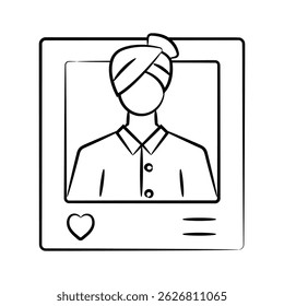 A well crafted hand drawn icon of groom wedding post