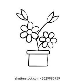 A well crafted hand drawn icon of flower houseplant