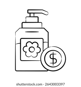 A well crafted hand drawn icon of handwash price