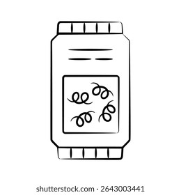 A well crafted hand drawn icon showing canned pasta