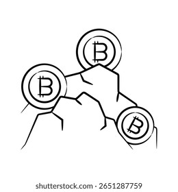 A well crafted hand drawn style icon of bitcoin